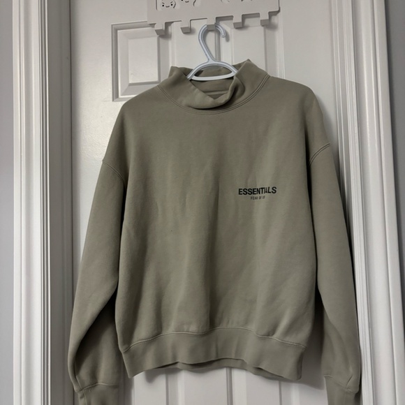 Essentials fear of god green ish grey fleece lined pullover - Picture 1 of 4